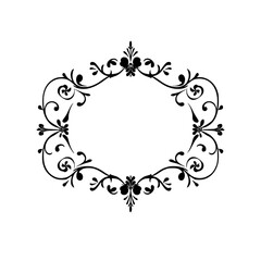 Ornamental Black Floral Frame with Oval Center