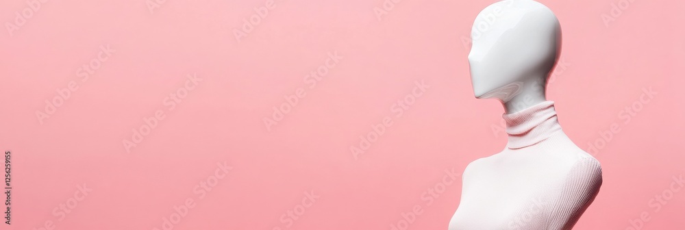 Aufkleber stylish mannequin displays modern outfit against pastel background with clean lighting and blank are