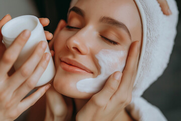 young woman with facial mask