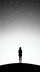 Fototapeta premium Quiet Strength Embracing Introversion Silhouette of a person under a starry sky.