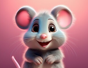 Obraz premium Süße kleine Maus, rosa Hintergrund