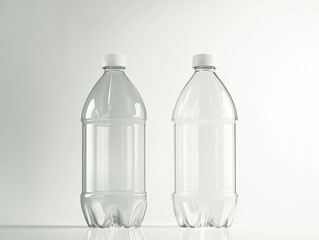 Two blank plastic bottles mockup in a studio