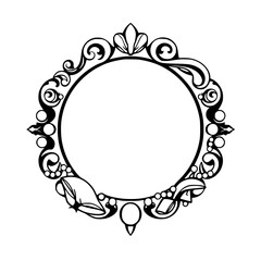 Ornate Black and White Frame With A Decorative Design.
