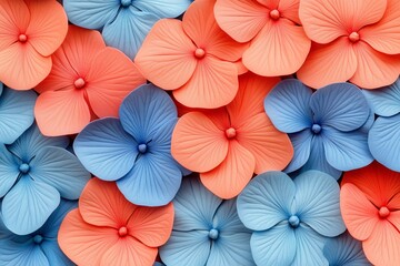 Obraz premium Embroidery art displays intricate flower designs in vibrant blue and coral hues, showcasing skilled craftsmanship and creativity