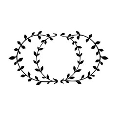 Obraz premium Black Vines Ornament: A symmetrical arrangement of leaves in a decorative shape, isolated on white.