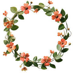 Elegant Floral Wreath Design Isolated on Transparent Background