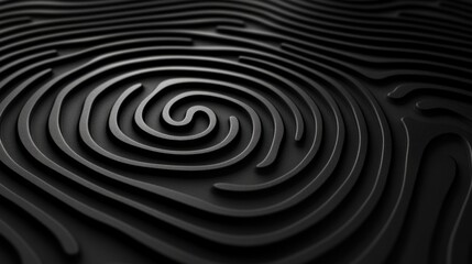 A detailed black fingerprint maze labyrinth pattern creates an engaging visual experience, inspiring creativity and aesthetic exploration