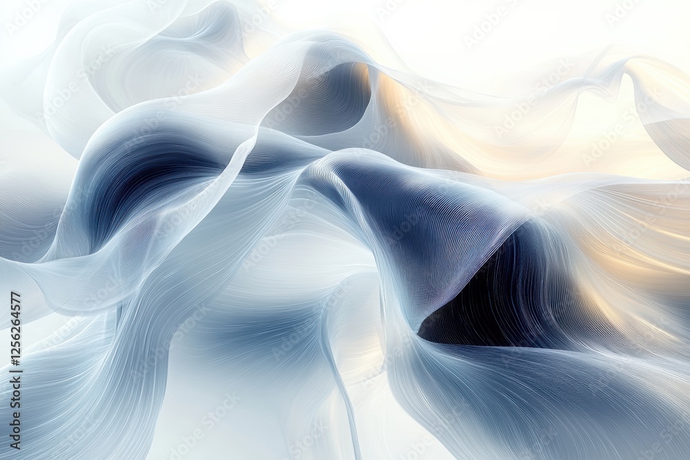 Fototapete an abstract composition featuring flowing waves of delicate colors, creating a serene visual experie