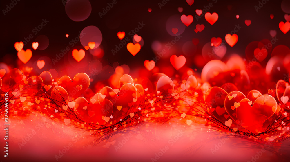 Aufkleber vibrant red hearts creating a romantic atmosphere with a dreamy background filled with soft lights a