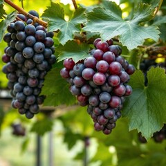 Grape Vine with a Bunch of Grapes – Lush Vineyard Scene 