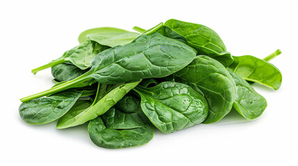 Obraz premium Spinach on an isolated white background, object focused, png, stock image, hd quality