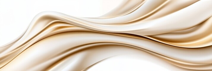 Obraz premium Elegant Beige and White Silk Drape - Abstract symbolizing fluidity, grace, luxury, sophistication, and serenity. Smooth flowing beige and white silk creates an elegant design