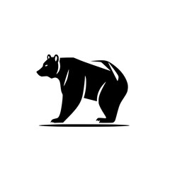 Silhouette of a Grizzly Bear in Black.