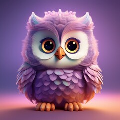 Obraz premium Niedliche Eule, lila Hintergrund