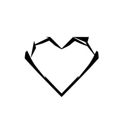 Heart-Shaped Diamond: a minimalist, geometric illustration of a heart shape made from black lines on a white background with a jagged, fragmented edge.