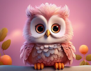 Niedliche Eule, rosa Hintergrund