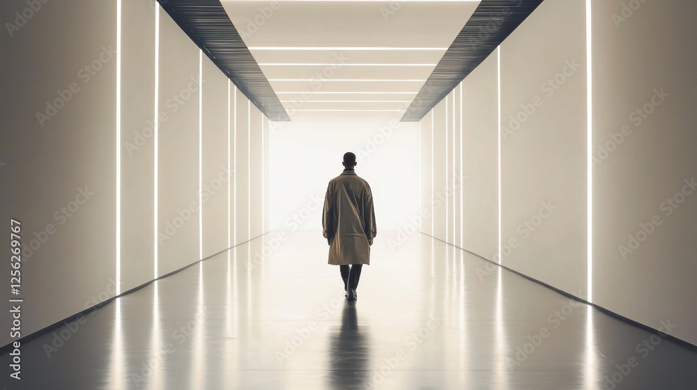 Fototapete Minimalist runway with monochromatic design and soft lighting in an artistic gallery space. Generative AI
