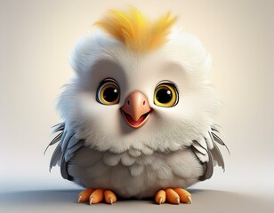 Obraz premium Niedlicher kleiner Kakadu, weißer Hintergrund