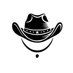 Simplified minimalist illustration of a cowboy hat with a visible portion of face.
