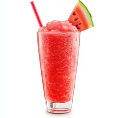 Refreshing watermelon slush in a tall glass isolated on a white background perfect for summer enjoyment