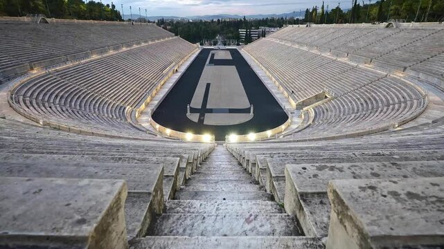 Panathenaic stadium, ancient greek monument, place of first modern Olympic Games. popular tourist attraction, tourism landmark.
