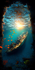  caribbean sea summer sunset shipwreck