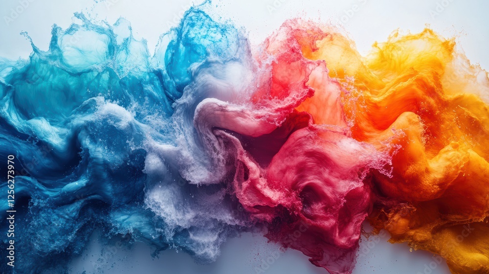 Aufkleber vibrant abstract swirl of colors blending together, showcasing a spectrum from blue to orange, ideal