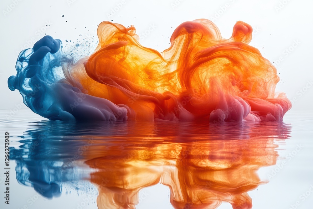 Aufkleber Vibrant colors swirl in abstract patterns, creating a mesmerizing visual effect that captures the beauty of fluid dynamics in water.