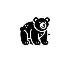 Obraz premium Minimalist black bear illustration, silhouette on white.