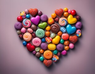Corazón realizado con dulces, concepto de Amor dulce, San Valentin