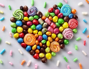 Fototapeta premium Corazón realizado con dulces, concepto de Amor dulce, San Valentin