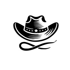 Cowboy Hat Silhouette: A black and white image of a cowboy hat, showcasing the classic Western aesthetic, set against a plain background.