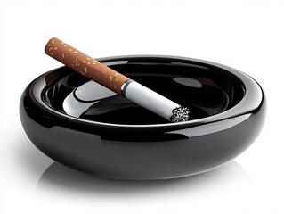 Ashtray with a cigarette isolated on white background highlighting a modern, sleek design