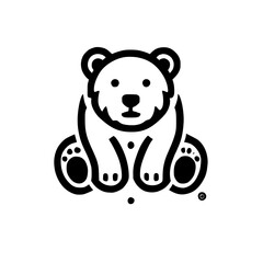Black & White: A stylized illustration of a polar bear in a seated position with minimalist details.