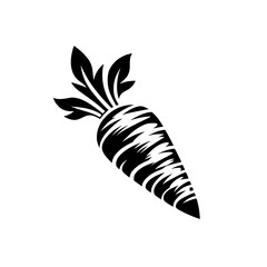 Simple Black and White Illustration of a Carrot Against a White Background