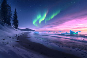  yellowknife winter dawn aurora beach