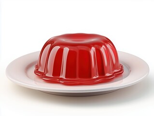 Fototapeta premium Red jelly on plate isolated on white background with shiny surface and smooth texture