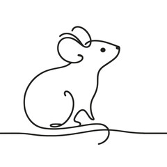 Mouse Line Art Illustration Simple and Elegant Continuous One Line Drawing