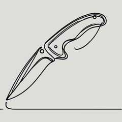 Obraz premium Minimalist One Line Knife Illustration - Sleek Design Concept Art