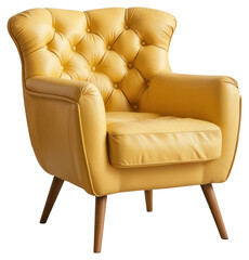 Elegant yellow tufted armchair