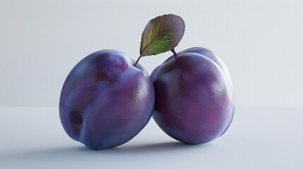 Fototapeta premium Plums product shoot, Stock Image, HD Quality, hyper realistic, photo, Camera Flash, minimal, perspective photo shoot, white background, eye level