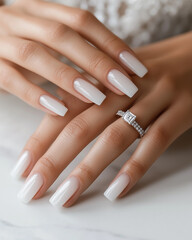 Fototapeta premium Close-up of Bridal Manicure. Wedding Nail Designs. Bridal Nail Designs. Wedding Nail Art Designs