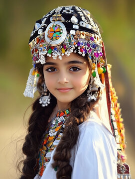 Jeune fille afghane en habits traditionnels