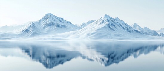 Obraz premium Serene winter landscape with majestic snow-covered mountains reflecting in a calm lake