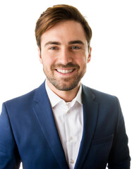 Portrait of only one Man. White Background.