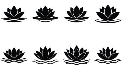 A lotus flower icon floating on water with layered petals.