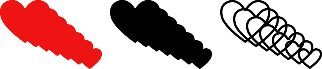 Heart or like icon. Valentines Day. Social network like red heart buttons. Perfect Love symbol. Live stream video chat like. Vector illustaration isolated on white background