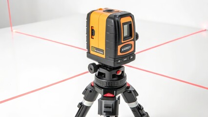 Laser Level on Tripod, White Background