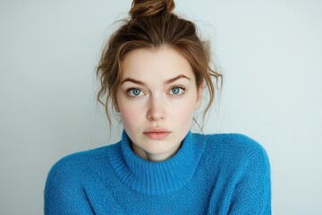 woman with light brown hair in a messy bun