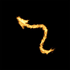 One arrow of fire on black background